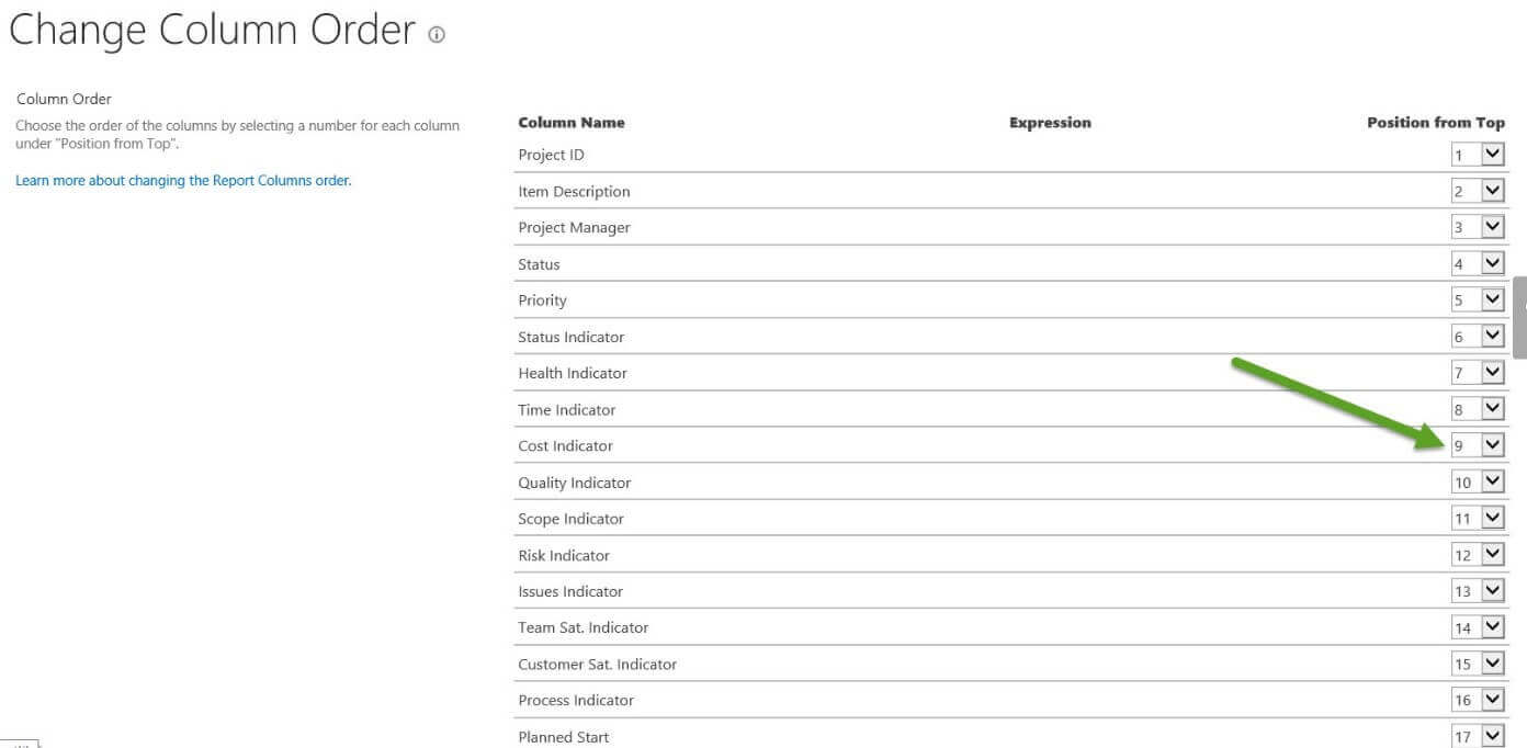 Change Column Order