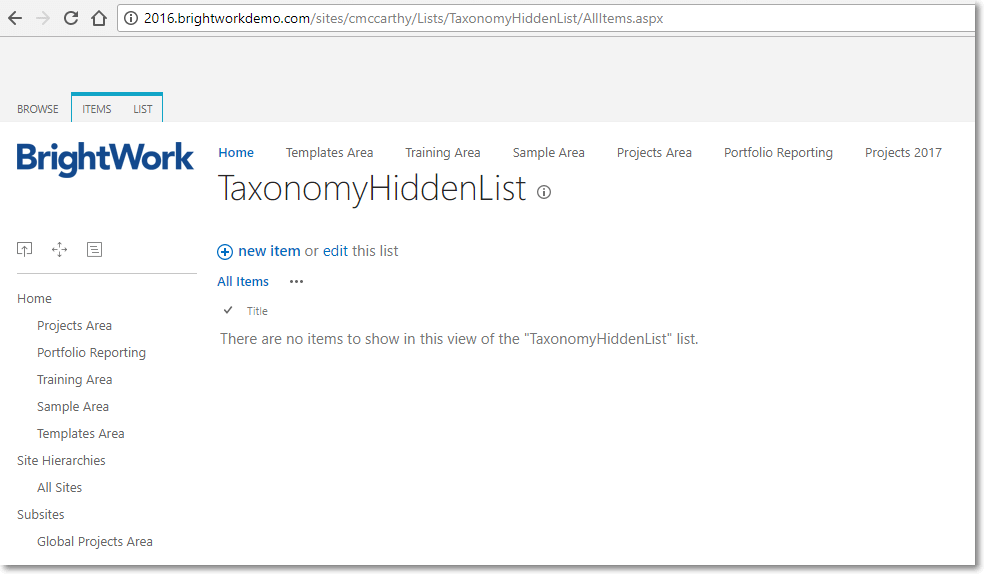 SharePoint Taxonomy Hidden List