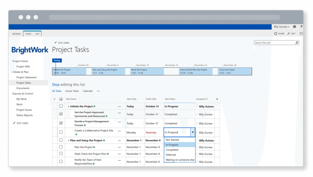 SharePoint task list