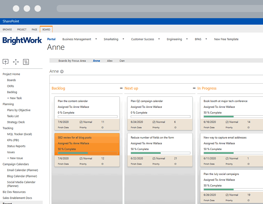 BrightWork Agile Boards