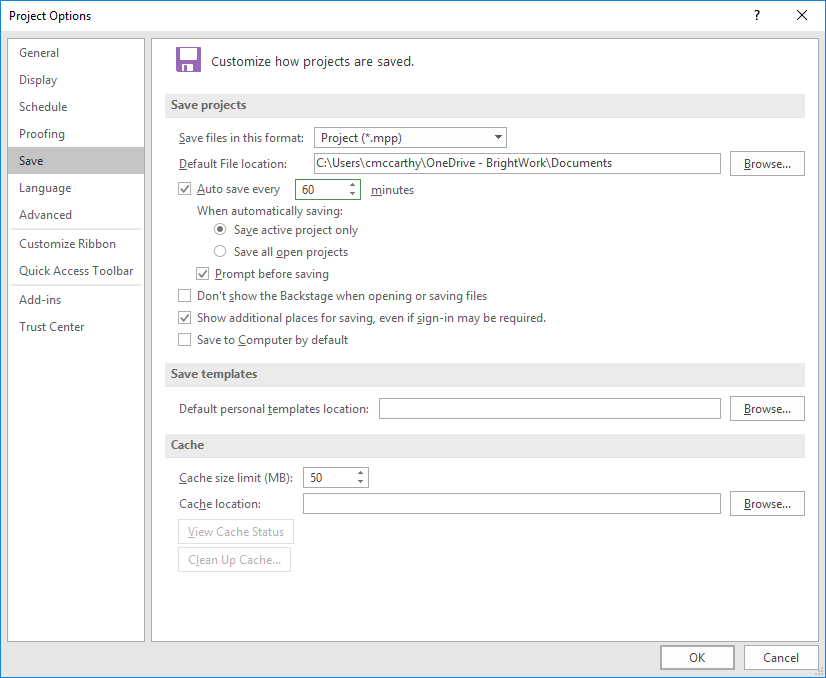 Microsoft Project Autosave