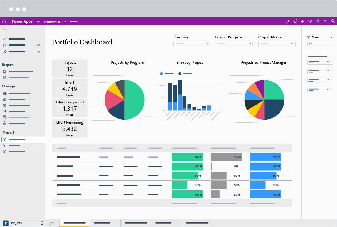 BrightWork 365 Power BI Dashboard