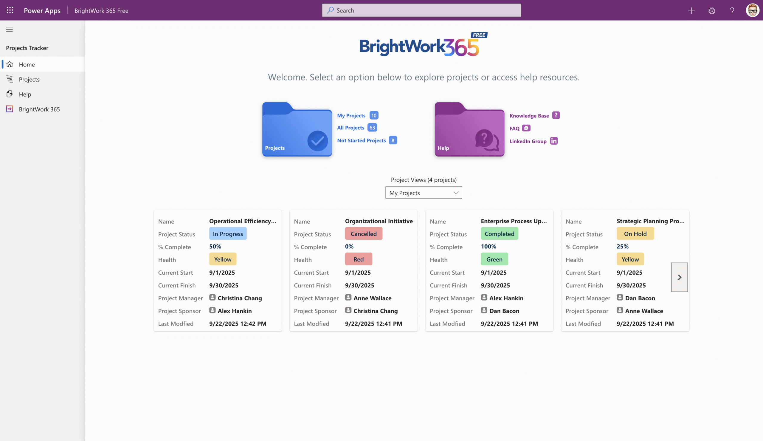 BrightWork 365 Free - 1 - Home Page