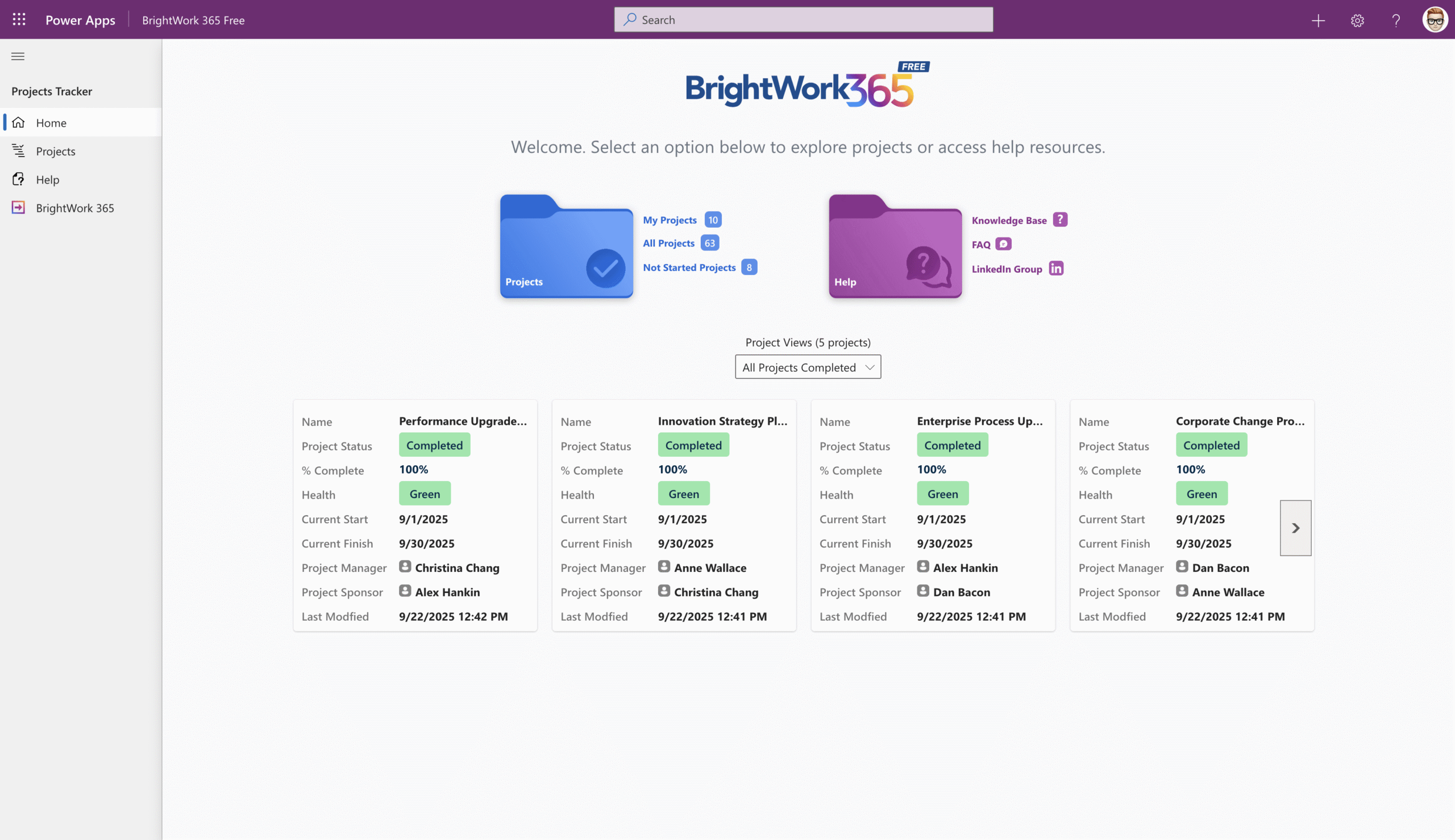 BrightWork 365 Free - 2 - Home Page