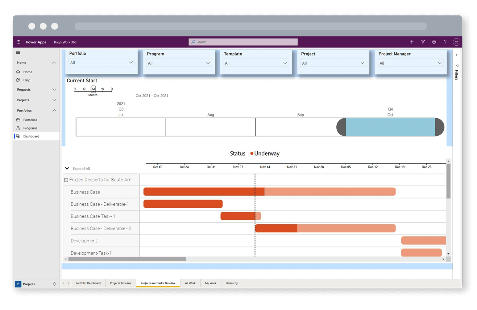 BrightWork 365 Power BI Projects Tasks