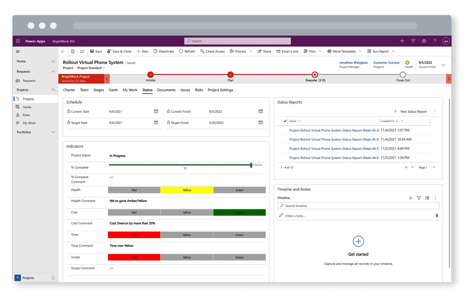 BrightWork 365 Project Status Report