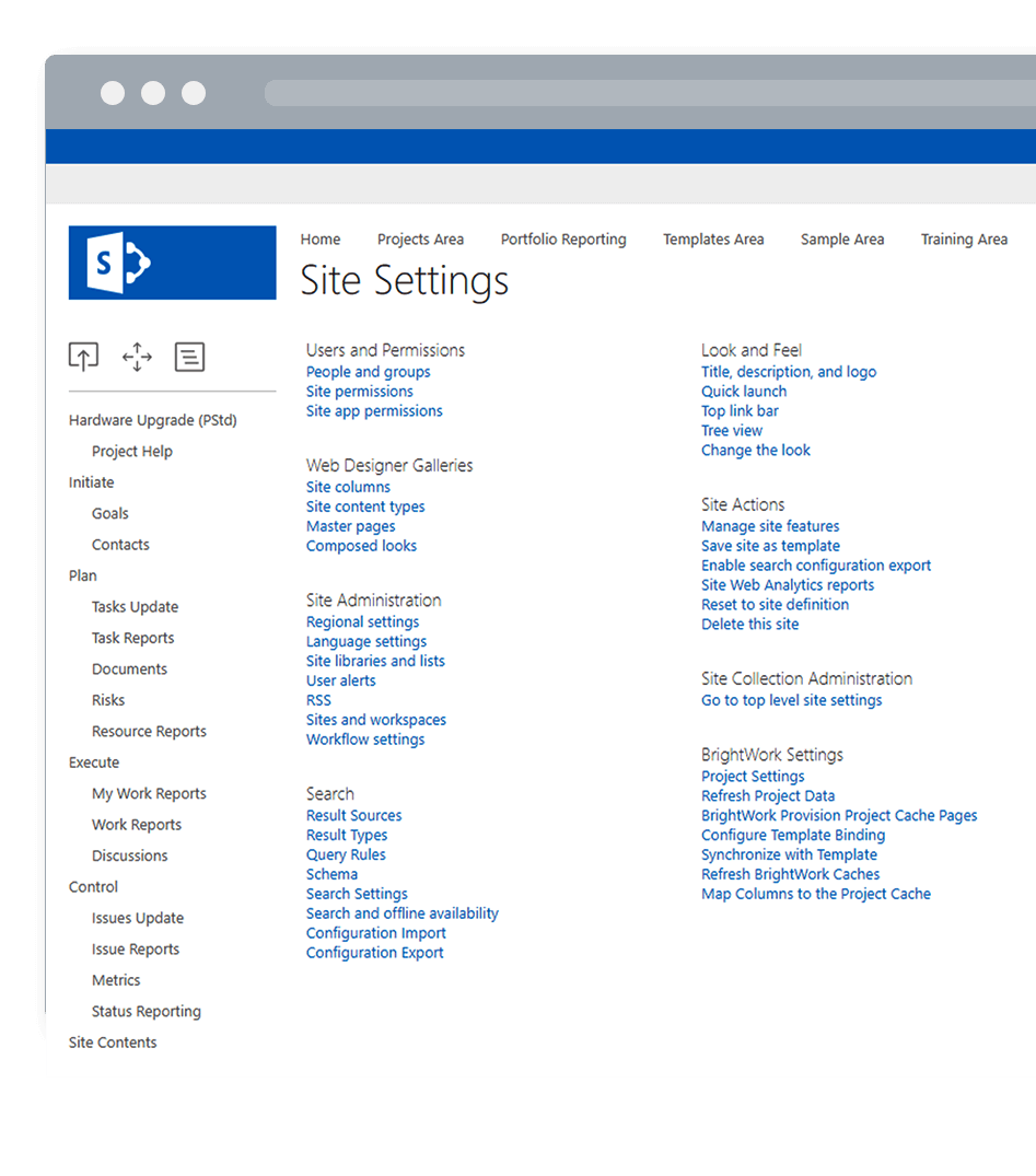 BrightWork SharePoint Settings