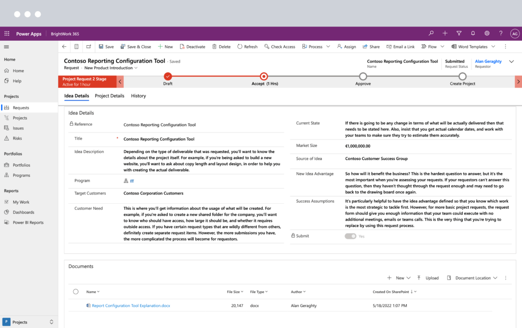 Capture New project requests