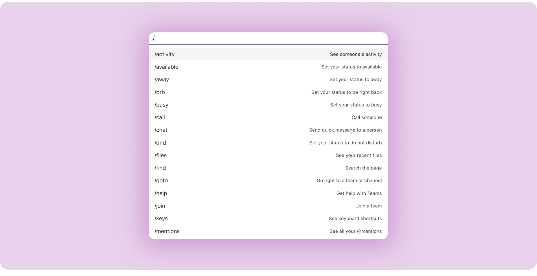 Commands