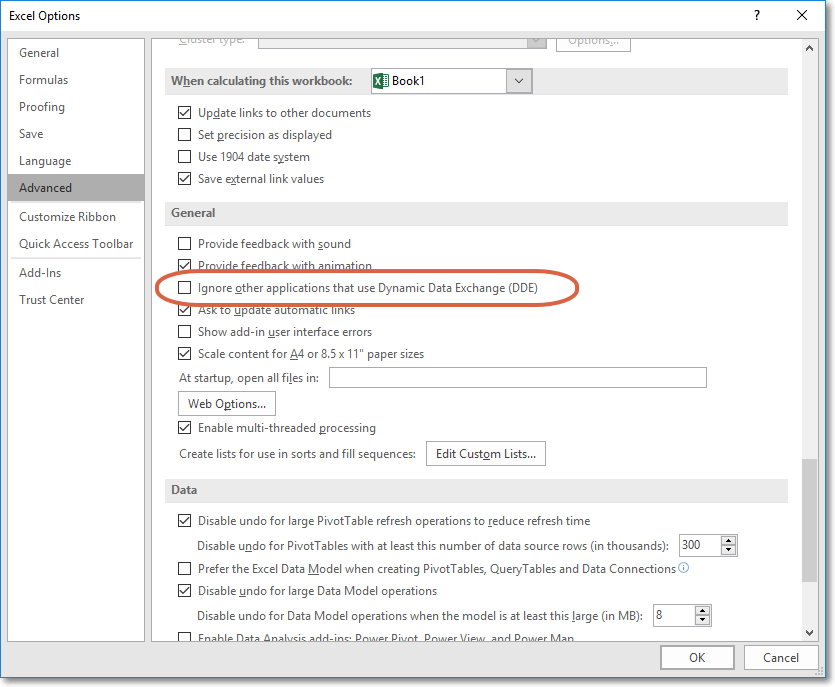 DDE Excel Error