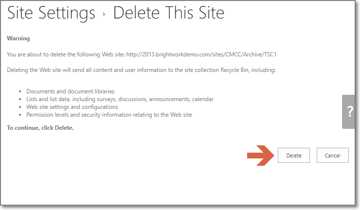 Delete Site