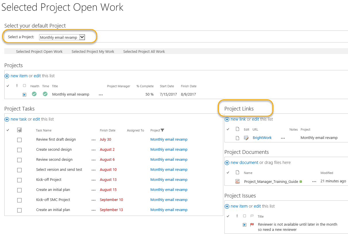 Extended Selected Projects and Work Tracker Template 1