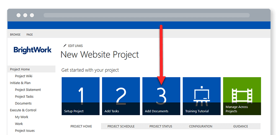 Free SharePoint Project Management Template add documents 