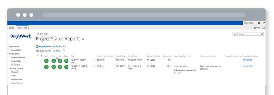 Free Template List of Project Status Reports