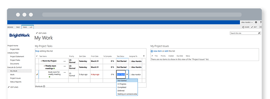 Free SharePoint Project Management Template editing my work report