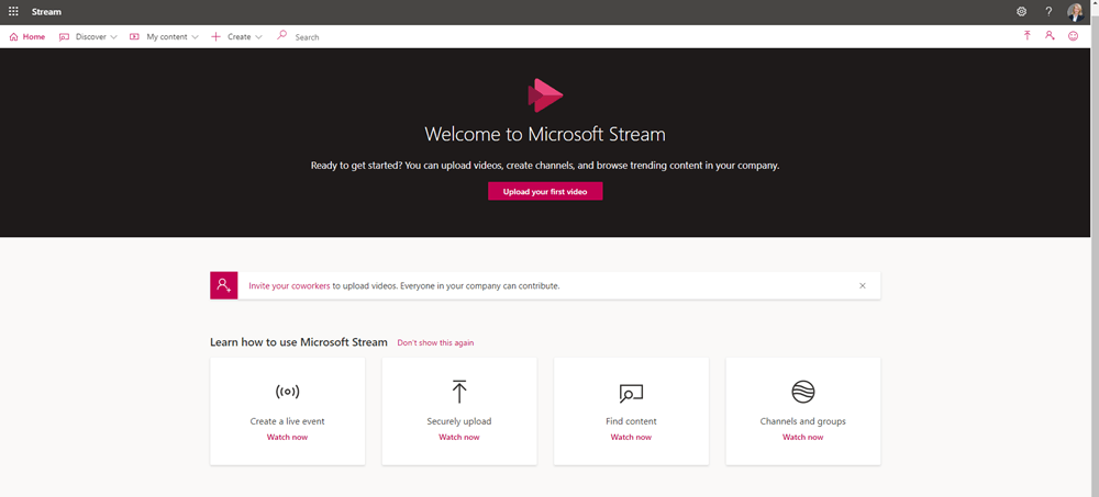 Microsoft Stream Home