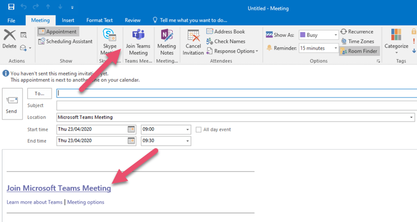 Microsoft Teams Meeting Outlook