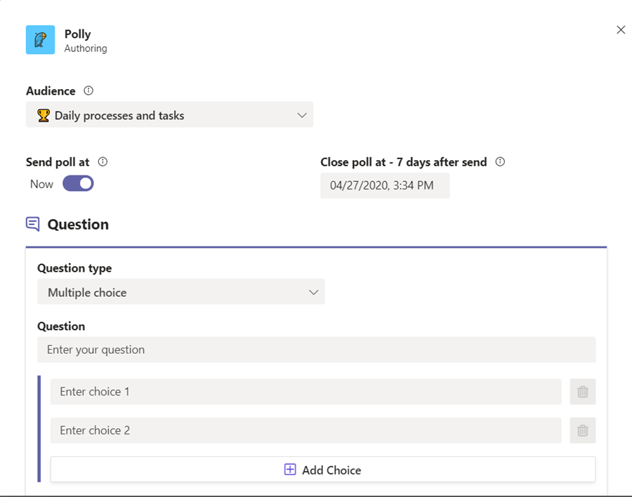 Microsoft Teams Polly Survey