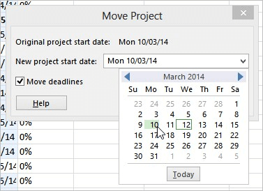 Move Project Dates