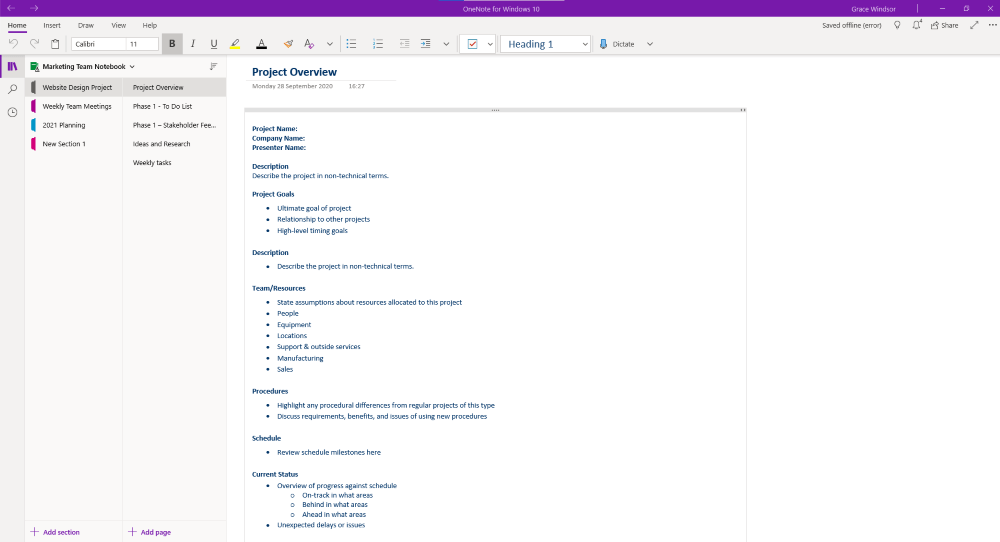 OneNote Windows 10 App