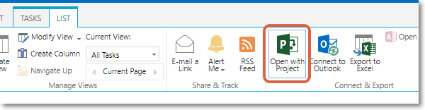 Open SharePoint Task List with Project