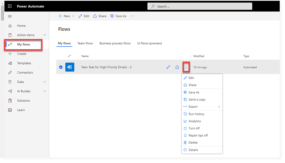 Power Automate My Flows