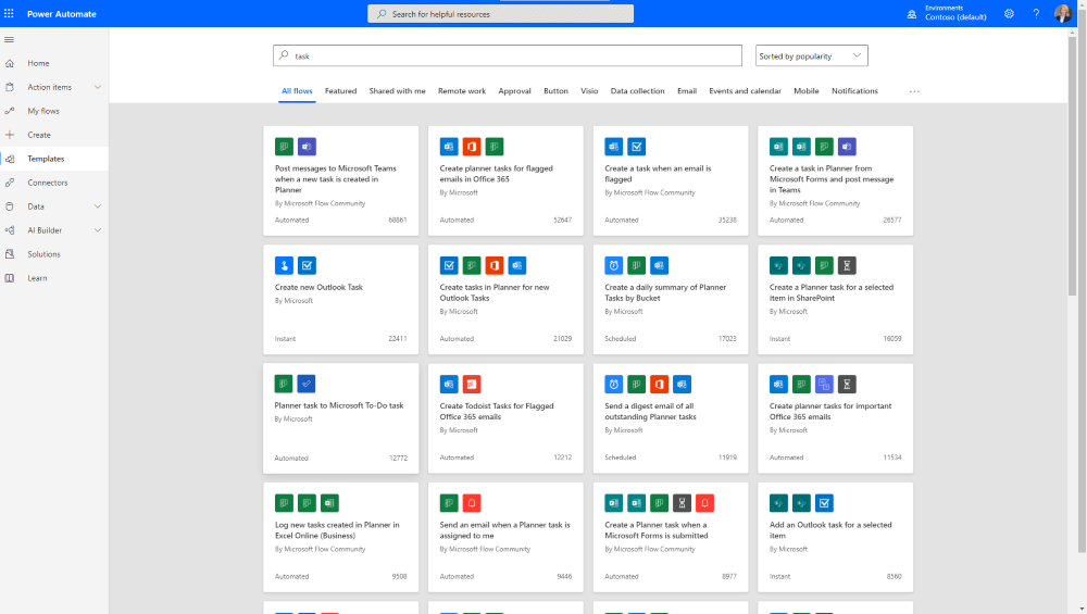 Power Automate Task templates