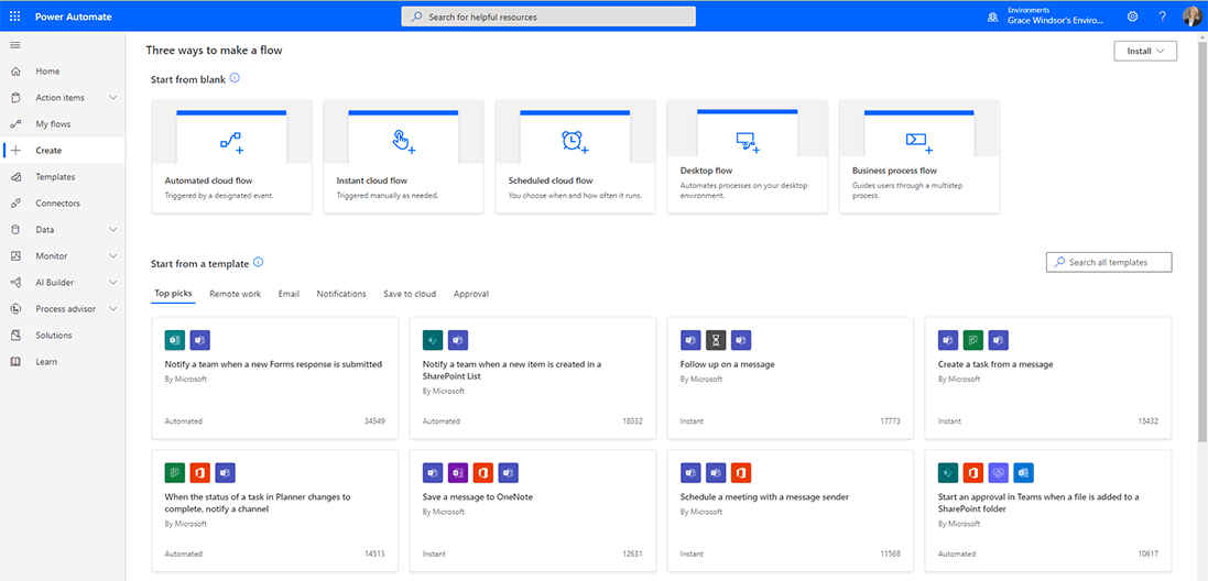 Microsoft Power Automate Template Library