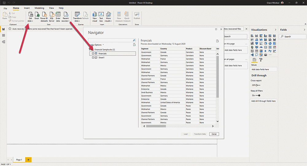 Power BI Desktop Get Data