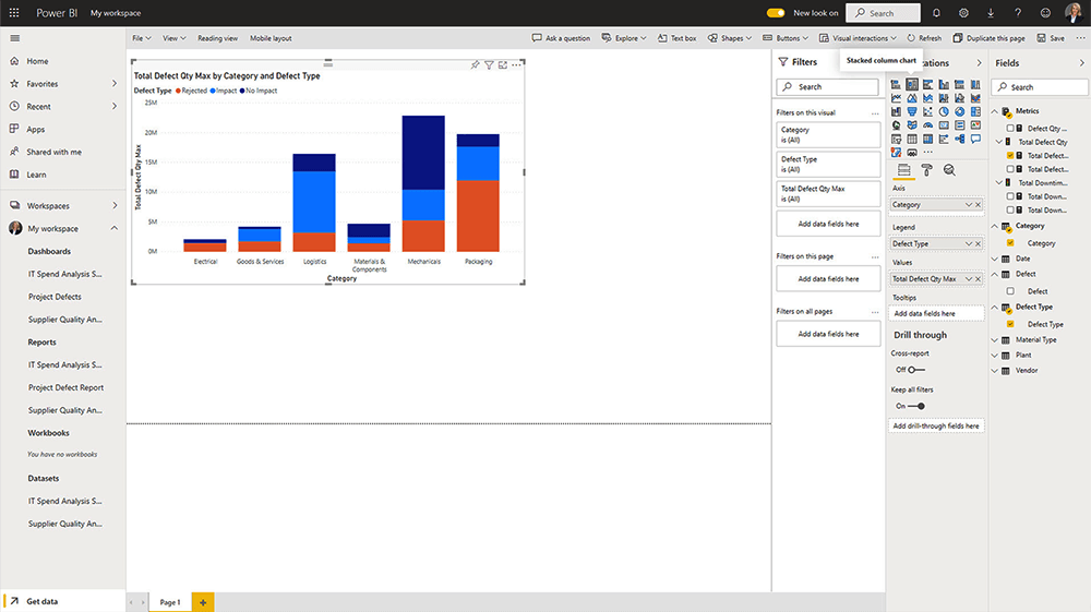 Power BI Service Building a Report