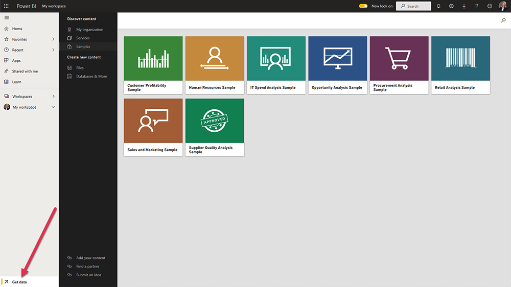 Power BI Service Get Data All