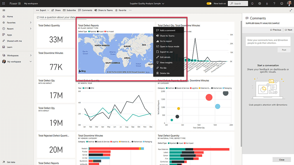 Power BI Service Individual Comments