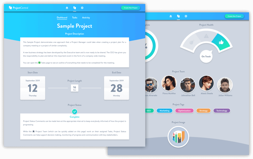 Project Central Features-Project-Dashboard