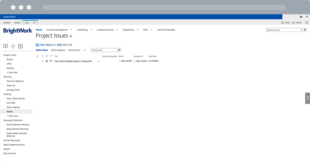 BrightWork Project Management Site SharePoint 