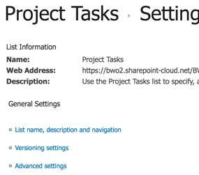 Project Tasks Order