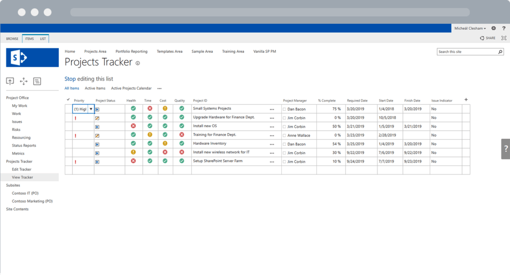 BrightWork Projects Tracker 