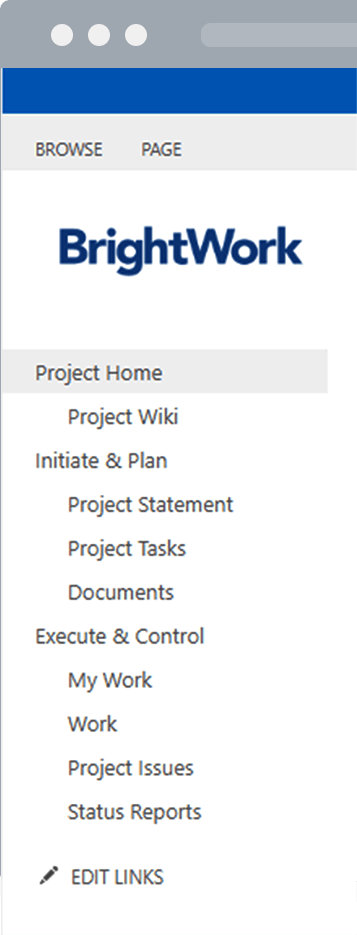 Free SharePoint Project Management Template Quick Launch