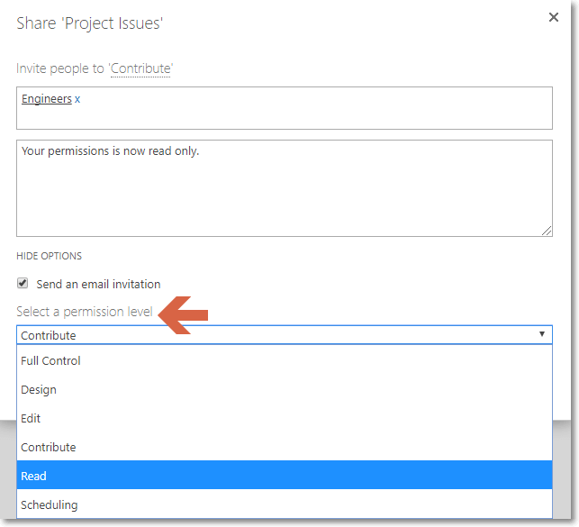 Select Permission Level