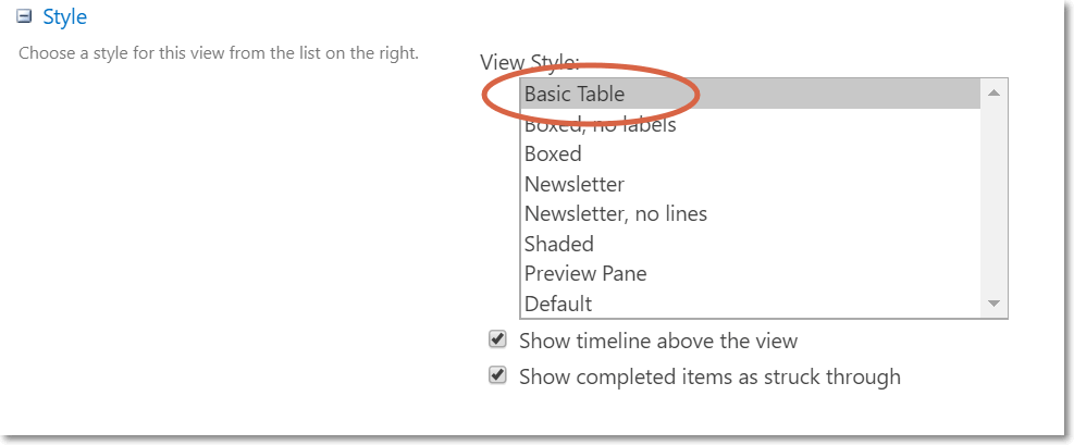 SharePoint Basic Table Style