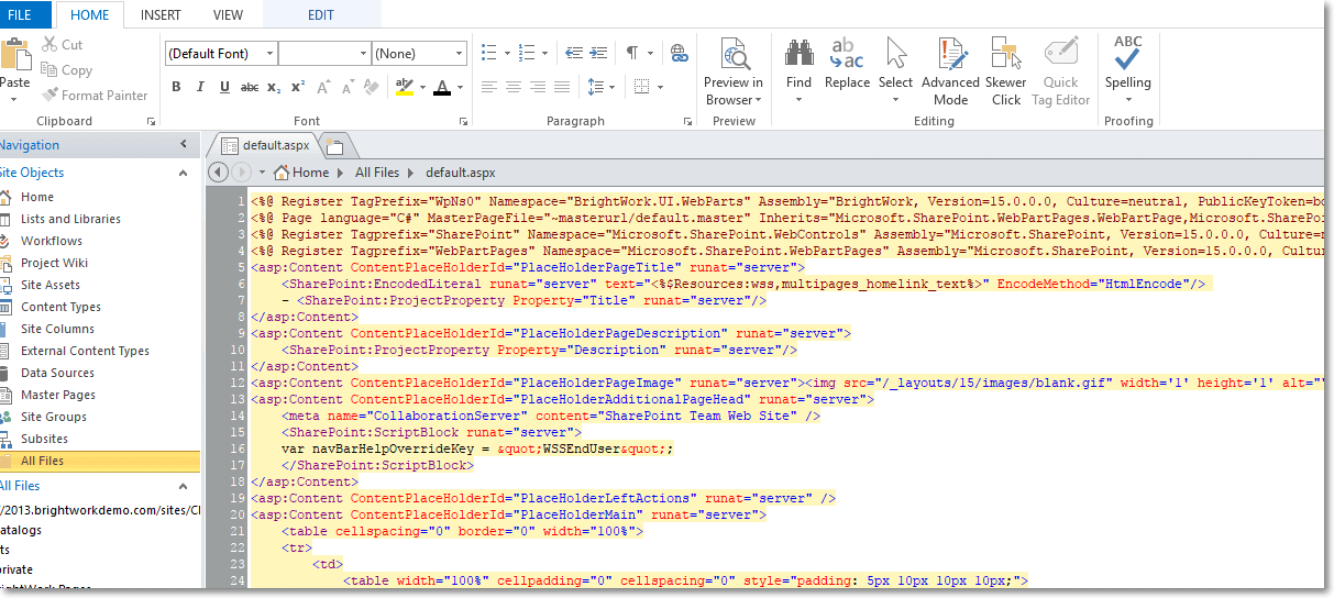 SharePoint Designer Advanced Mode