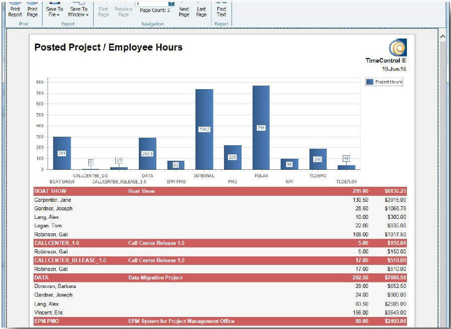 TimeControl, Web timesheets for Finance and Project Management