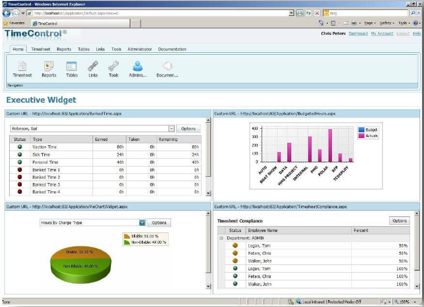 TimeControl, Web timesheets for Finance and Project Management