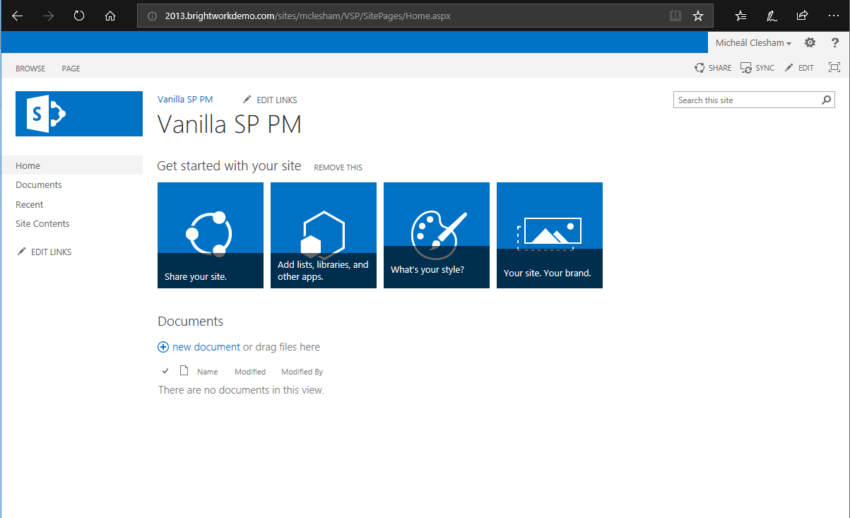 SharePoint site out of the box