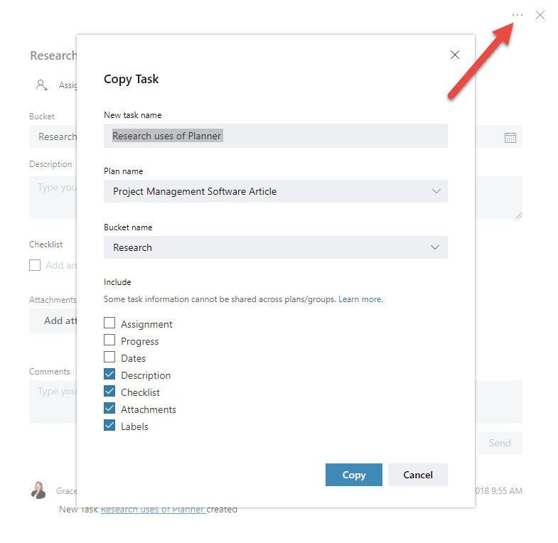 Microsoft Planner copy task