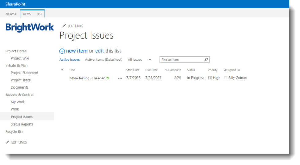 The Structure of a SharePoint Project Site