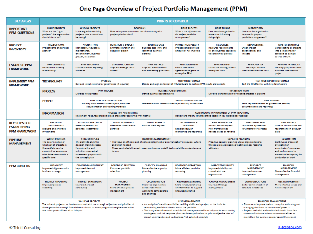 One Page Plan for Successful Project Portfolio Management