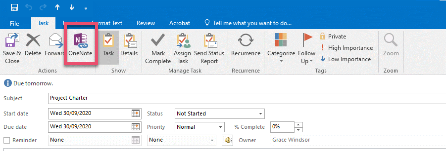 task tracker onenote